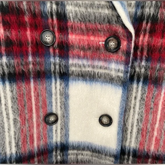 ASOS Red and Blue Plaid Trench Coat - Picture 7 of 16